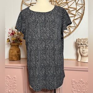 Adrianna‎ Papell Navy and White Speckled Blouse